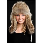 Bilodeau - Aviator hat, natural coyote fur and black leather