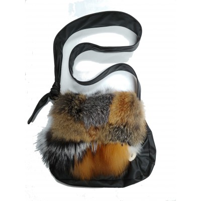 Bilodeau - PAYSANNE Handbag, black leather and fox fur