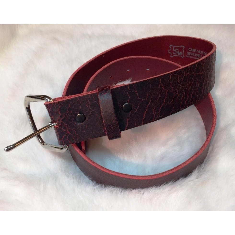 LCM, ceinture en cuir black cherry - Boutique L'Orignal Fringant